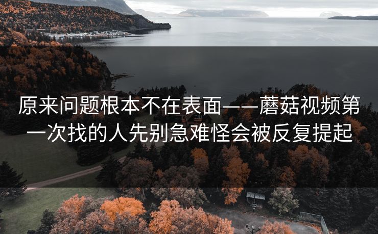 原来问题根本不在表面——蘑菇视频第一次找的人先别急难怪会被反复提起