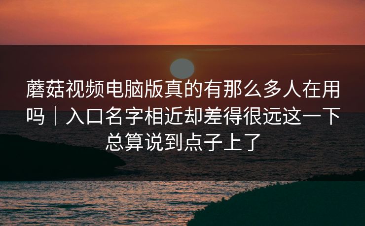 蘑菇视频电脑版真的有那么多人在用吗｜入口名字相近却差得很远这一下总算说到点子上了