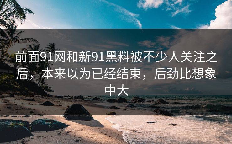 前面91网和新91黑料被不少人关注之后,本来以为已经结束,后劲比想象中大