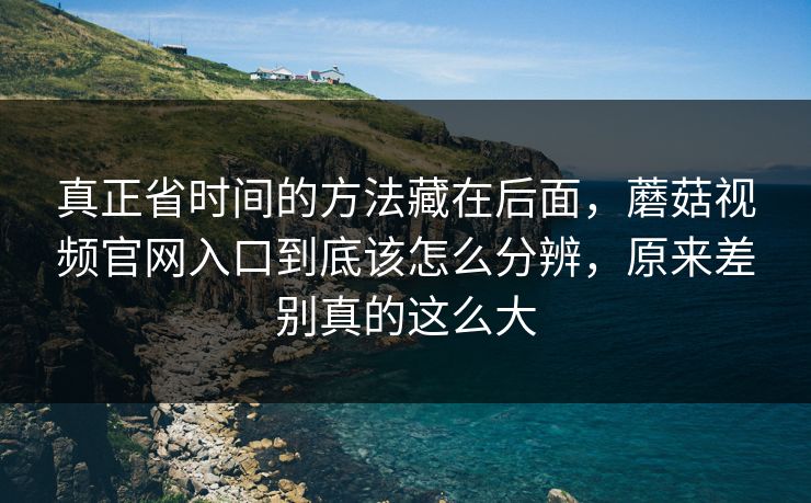 真正省时间的方法藏在后面，蘑菇视频官网入口到底该怎么分辨，原来差别真的这么大