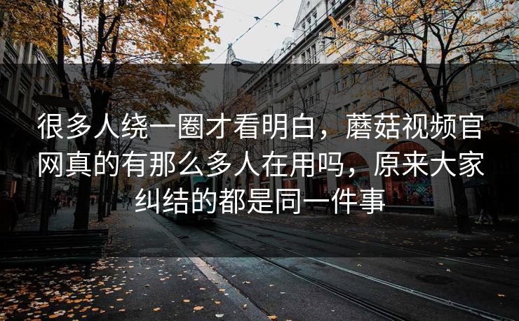 很多人绕一圈才看明白，蘑菇视频官网真的有那么多人在用吗，原来大家纠结的都是同一件事