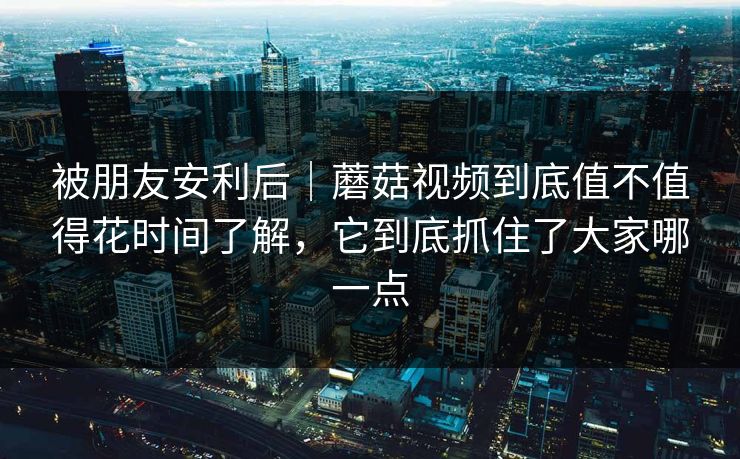 被朋友安利后｜蘑菇视频到底值不值得花时间了解，它到底抓住了大家哪一点