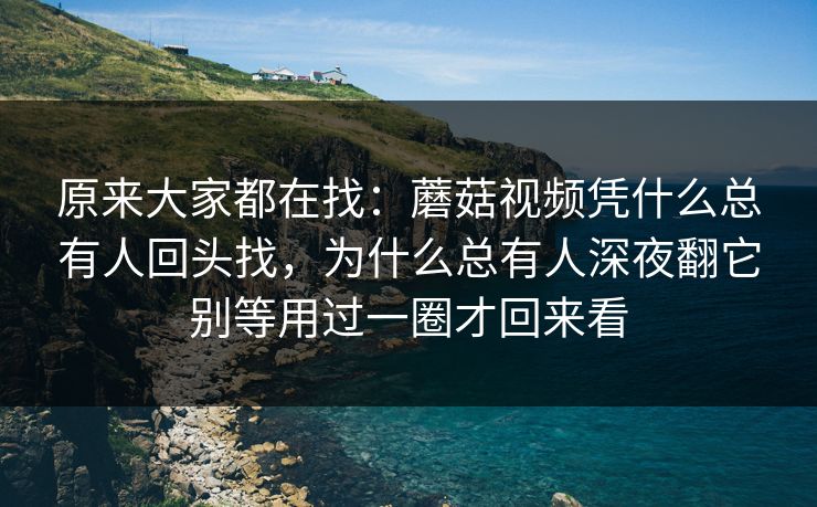 原来大家都在找：蘑菇视频凭什么总有人回头找，为什么总有人深夜翻它别等用过一圈才回来看