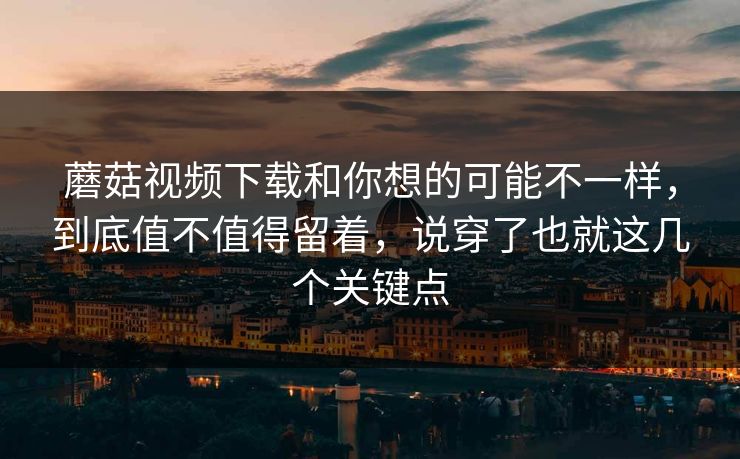 蘑菇视频下载和你想的可能不一样，到底值不值得留着，说穿了也就这几个关键点