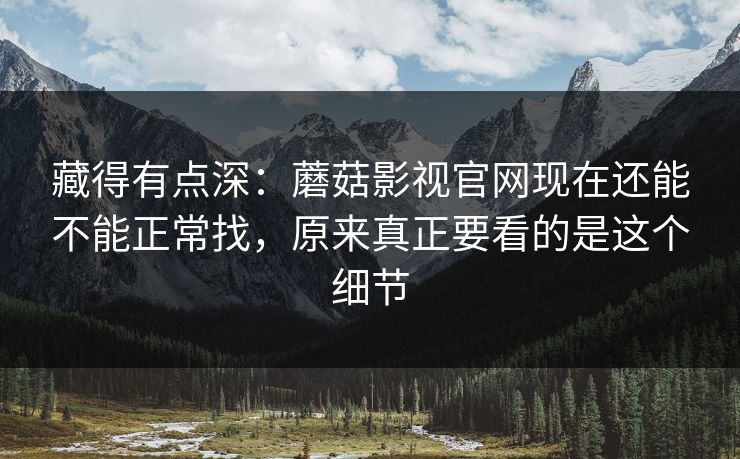 藏得有点深:蘑菇影视官网现在还能不能正常找,原来真正要看的是这个细节