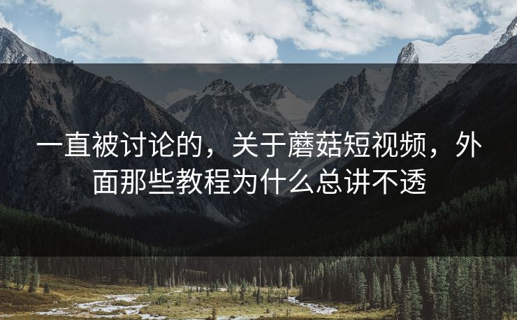 一直被讨论的,关于蘑菇短视频,外面那些教程为什么总讲不透