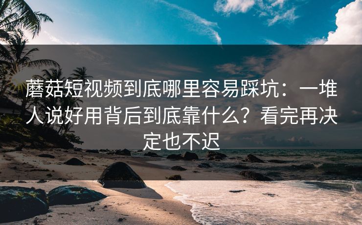 蘑菇短视频到底哪里容易踩坑：一堆人说好用背后到底靠什么？看完再决定也不迟