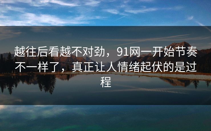 越往后看越不对劲,91网一开始节奏不一样了,真正让人情绪起伏的是过程
