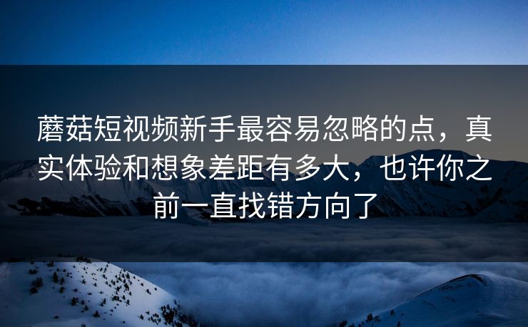 蘑菇短视频新手最容易忽略的点,真实体验和想象差距有多大,也许你之前一直找错方向了