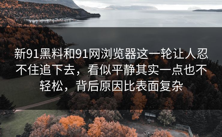 新91黑料和91网浏览器这一轮让人忍不住追下去,看似平静其实一点也不轻松,背后原因比表面复杂