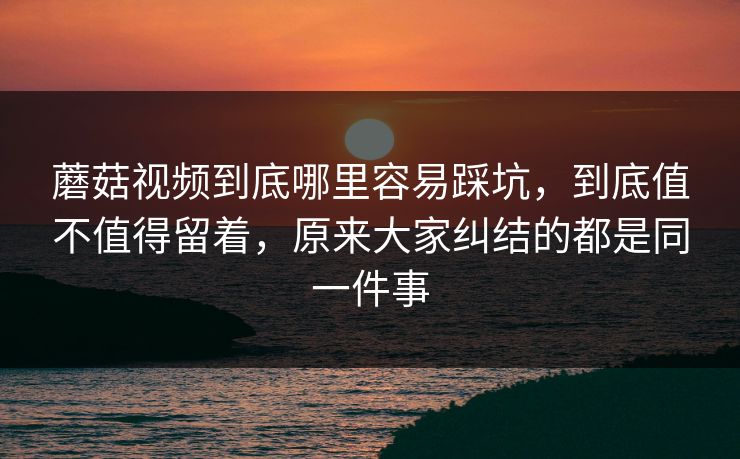 蘑菇视频到底哪里容易踩坑，到底值不值得留着，原来大家纠结的都是同一件事